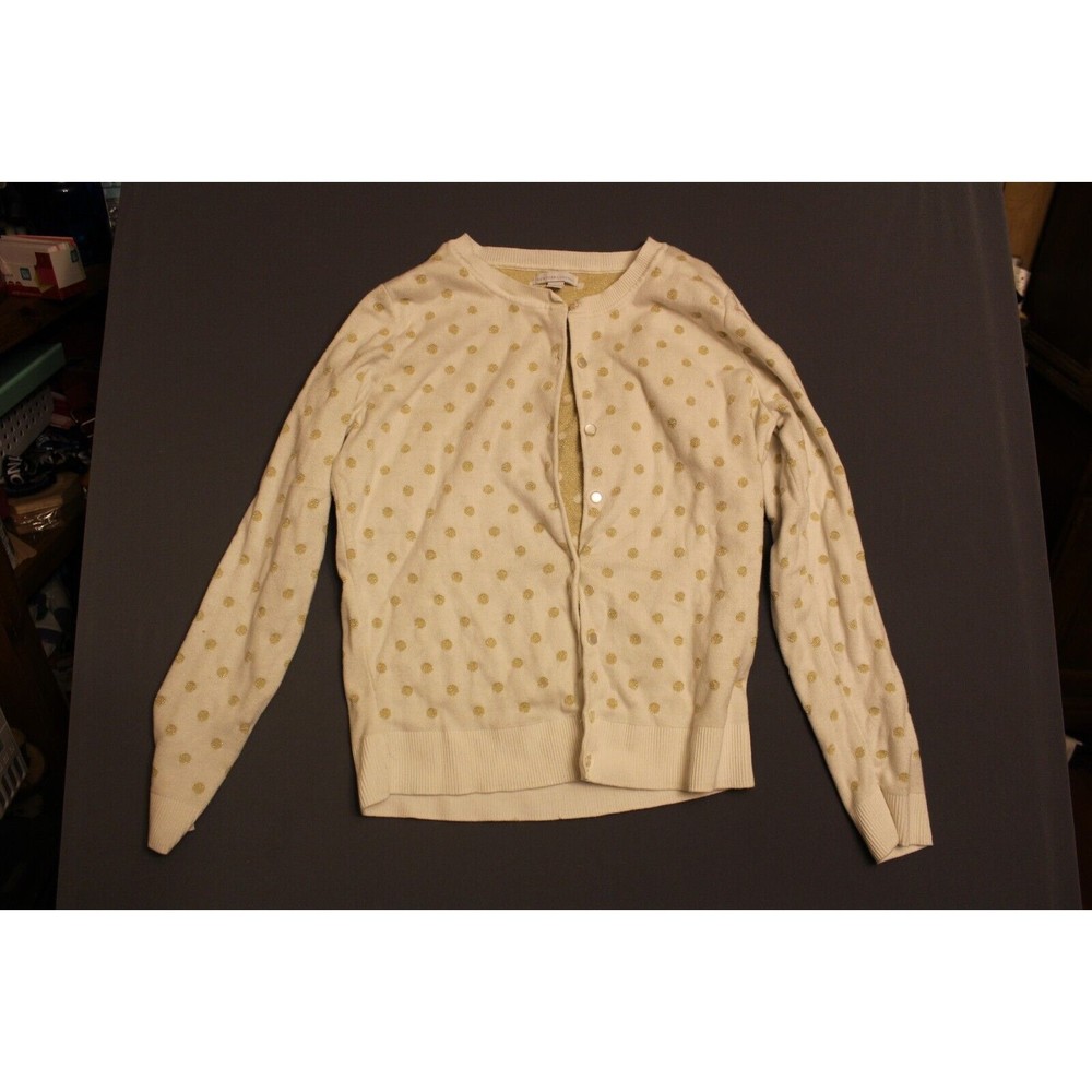 New York & Company Womens White Long Sleeves V Neck Cardigan Sweater Size Large